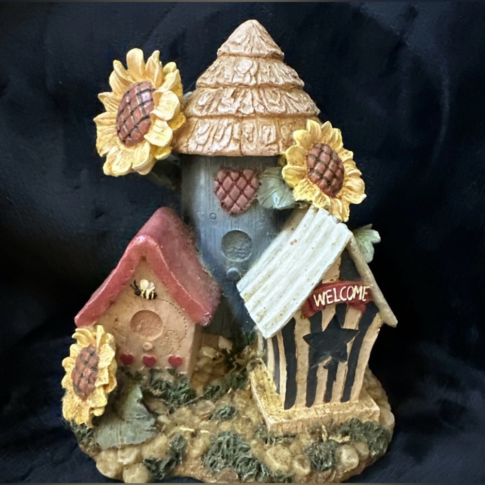 Vintage Home Interiors Home Tweet Home Birdhouses Sunflowers Figurine, Little